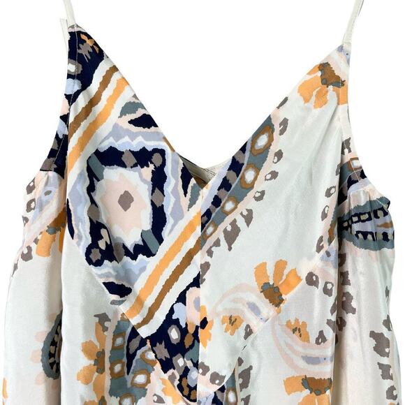 Anthropologie HD in Paris Silk Moonset Asymmetric Tank Paisley Cream Orange, 4 - Picture 3 of 10